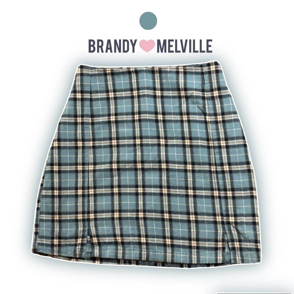 Blue brandy melville plaid skirt